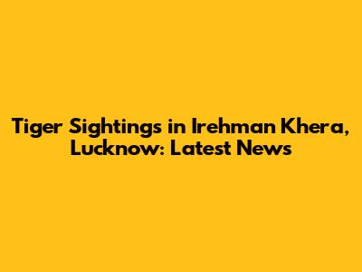 Tiger Sightings in Irehman Khera, Lucknow: Latest News