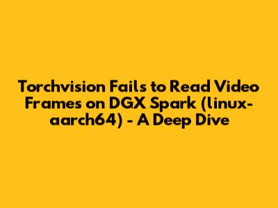Torchvision Fails to Read Video Frames on DGX Spark (linux-aarch64) - A Deep Dive