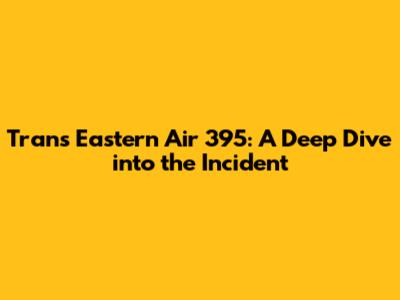 Trans Eastern Air 395: A Deep Dive into the Incident