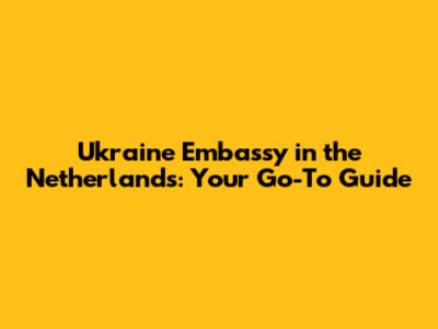Ukraine Embassy in the Netherlands: Your Go-To Guide