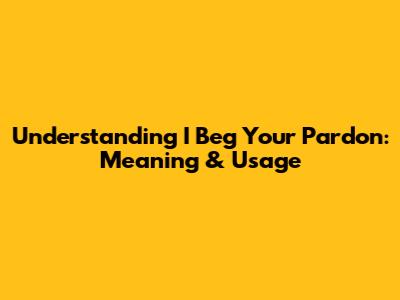 Understanding "I Beg Your Pardon": Meaning & Usage