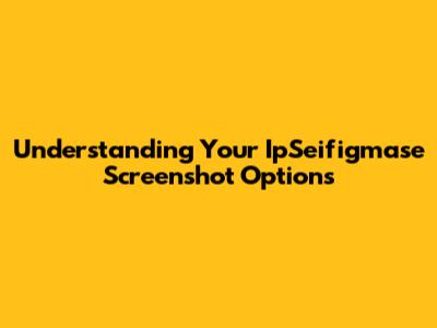 Understanding Your IpSeifigmase Screenshot Options