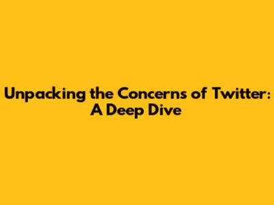 Unpacking the Concerns of Twitter: A Deep Dive