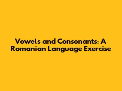 Vowels and Consonants: A Romanian Language Exercise