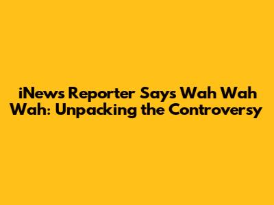 iNews Reporter Says Wah Wah Wah: Unpacking the Controversy